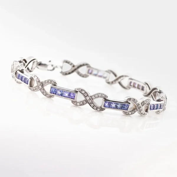 Sterling Silver Tanzanite Tennis Bracelet