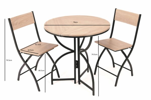 Bistro Folding Table Set with 2 Chairs - Image 2