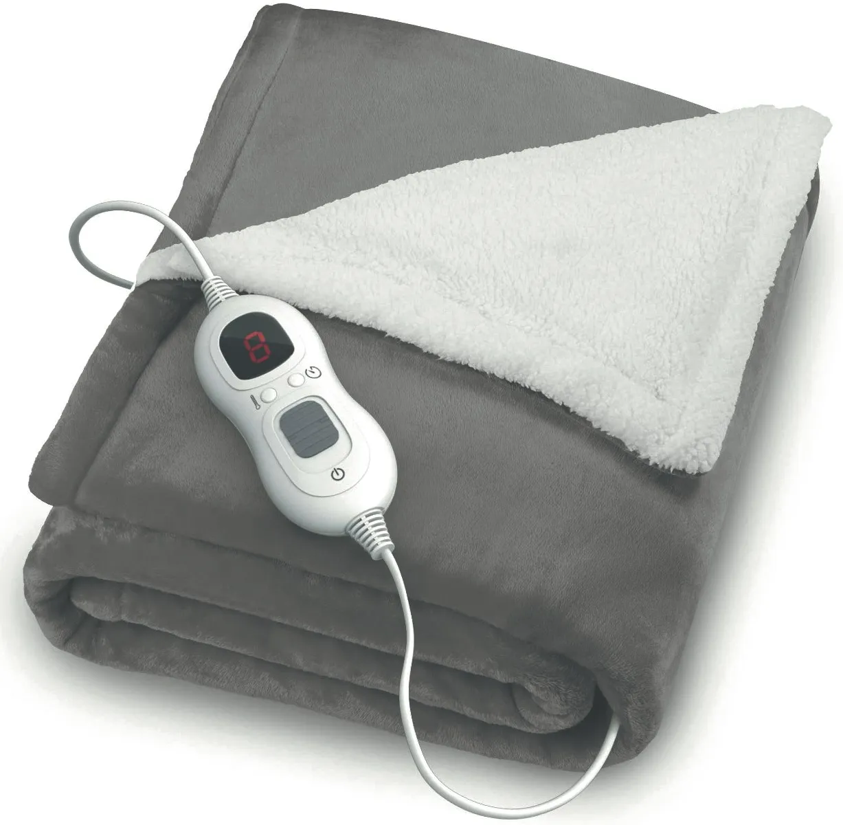 Energy-efficient heated blanket with digital remote control.