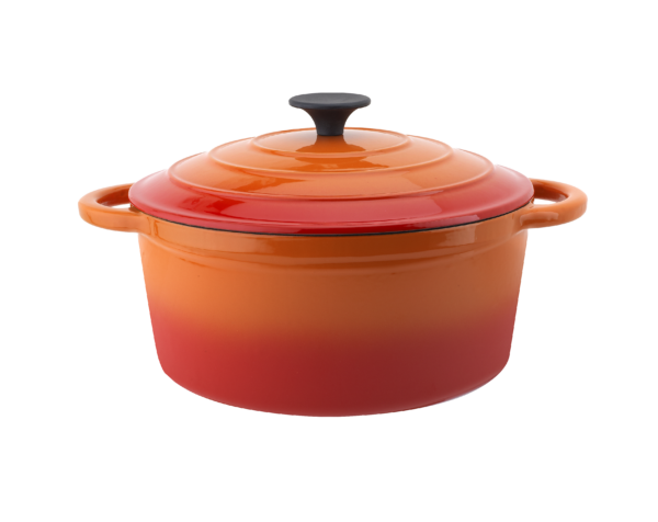 26cm Round Dutch Oven Casserole Pan - Orange - Image 2